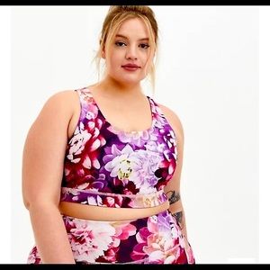 Purple Floral Strappy Active Bra